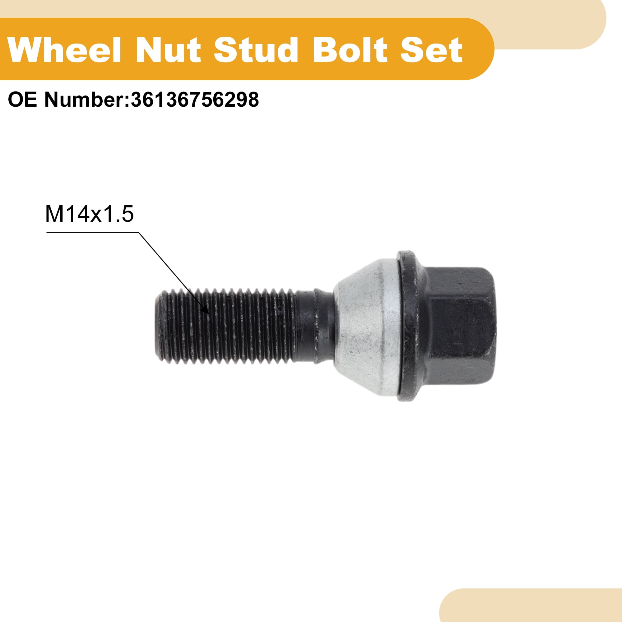 Unique Bargains 5 Pcs M14x1.5 Wheel Lug Stud for BMW X5 E53 2002-2006 Front Rear Set