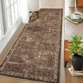 thumbnail image 3 of Vintage Floral 2x6 Runner Rug Reddish Brown Boho Washable Kitchen Runner Rug Non-Slip Hallway Runners Thin Printed Faux Wool Super Soft Carpet for Entryway Laundry Room Bedroom Indoor, 3 of 9