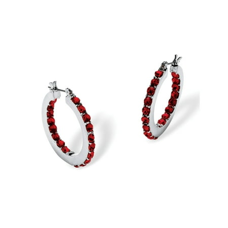 - Birthstone Inside- Out Hoop Earrings in Silvertone (1 1/4