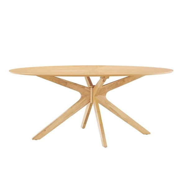 Maklaine Contemporary 71" Oval Wood Dining Table with Legs in Oak