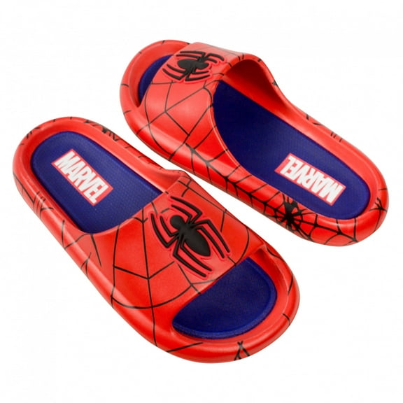 Spider-Man 872390-size7-8 Webbed Logo Mens Cloud Comfort Foam Slide Sandals - Size 7-8