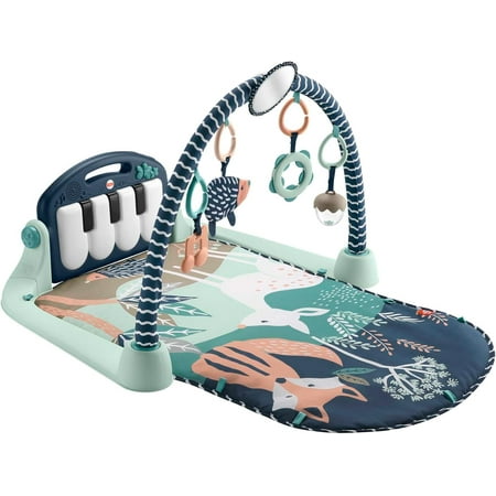 Fisher-Price Baby Gym Playmat With Kick & Play Piano And Tummy Time Toys, Navy Fawn