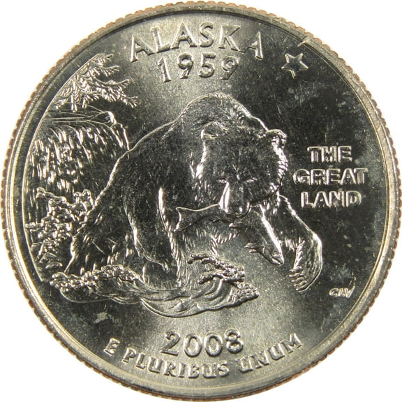 2008 P Alaska State Quarter BU Uncirculated Clad 25c Coin