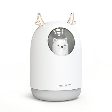 USB Cool Mist Humidifier with Breathing Light USB Mini Adjustable Humidifier No Noise for Baby Kids Bedroom Home Office Desktop 380ml with Timed
