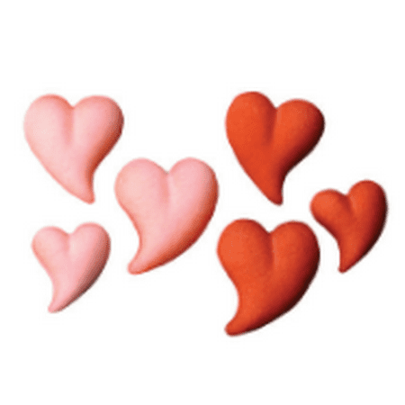 Set Of 12 Red Pink Teardrop Heart 46 3 4inch 1 1 4inch Edible