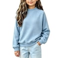 thumbnail image 3 of Falkdiz Girls Long Sleeve Shirts Waffle Loose Tops Outdoor Winter Casual Party Pullover for Girls Crew Neck , Light Blue , Size: 13-14 Years, 3 of 6