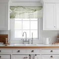 thumbnail image 3 of Marble Sage Green Valance Curtains for Kitchen/Living Room/Bathroom/Bedroom Window, Rod Pocket Small Topper Half Short Window Curtains Voile Sheer Scarf, Modern Abstract Ink Painting Luxury 42"x12", 3 of 8