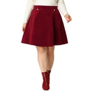 MODA NOVA Juniors Plus Size Button Decor Elastic Waist A Line Skirt