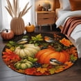 thumbnail image 3 of Orange Pumpkins Fall Round Area Rug 4 FT, Non Slip Indoor Outdoor Rug, Thanksgiving Maple Leaves Autumn Washable Soft Circular Carpet Non-Shedding Floor Mat for Coffee Table Nursery Foyer Balcony, 3 of 9
