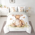 thumbnail image 2 of Castle Fairy Cartoon Deer Twin Bedding Sets 7-Piece for Preppy Child,Kawaii Jungle Animal Bedding Comforter Set Microfiber,Floral Flowers Butterflies Breathable Sheet Sets,Microfiber Bedroom Decor, 2 of 8