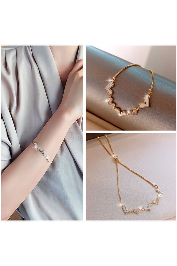 Bracelet Copper Inlay Jewelry Female Love Hearts Design Gold Bracelet For Women