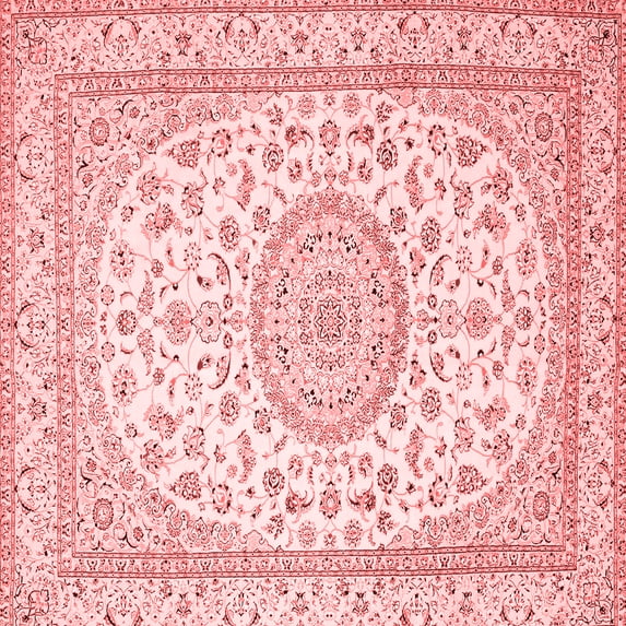 Ahgly Company Indoor Square Medallion Red Traditional Area Rugs, 4' Square