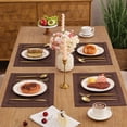thumbnail image 4 of Placemats Set of 4, Yamaziot Double Layer Cloth Fabric Heat Resistant Place Mat, Washable Reversible Rectangle Dining Table Mats, Hollow Brown, 12"x18", 4 of 7