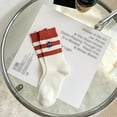 thumbnail image 1 of Women White Socks Autumn And Winter Vintage Striped Embroidered Lettering Stockings Socks, 1 of 3