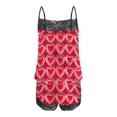 thumbnail image 5 of QUNYINEY Comfy Pajamas for Women Set Valentine Nightwear Lace Sleeveless Love Heart Tank Tops and Shorts Loose Fit Crew Neck Two Piece Casual Outfits for Women, 5 of 6
