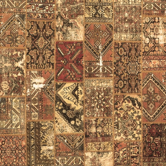 Ahgly Company Indoor Square Patchwork Brown Transitional Area Rugs, 8' Square