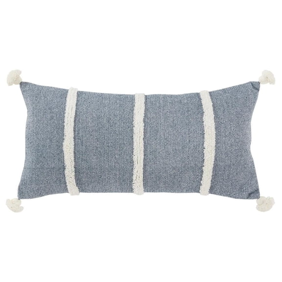Rizzy Home Cotton Tassel Stripe Blue 14"X26" Pillow Cover 2 Pack
