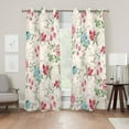 thumbnail image 3 of Boho Flower Blackout Curtains Wild Blue Pink Floral Thermal Insulated Window Drapes For Bedroom Beige Window Curtain Panels For Kitchen Living Room 53"W x 96"L (Pack of 2), 3 of 6
