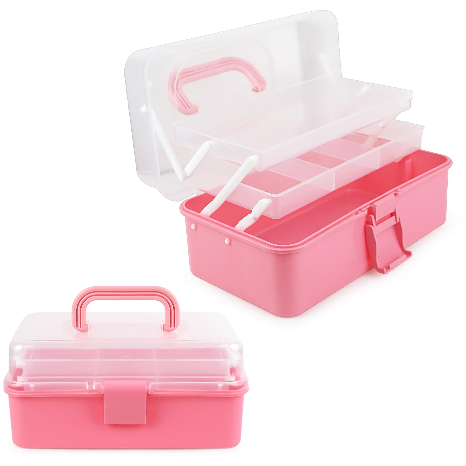 10 Inch Three-Layer Plastic Tackle Box Organizer with Handle 1 Pack