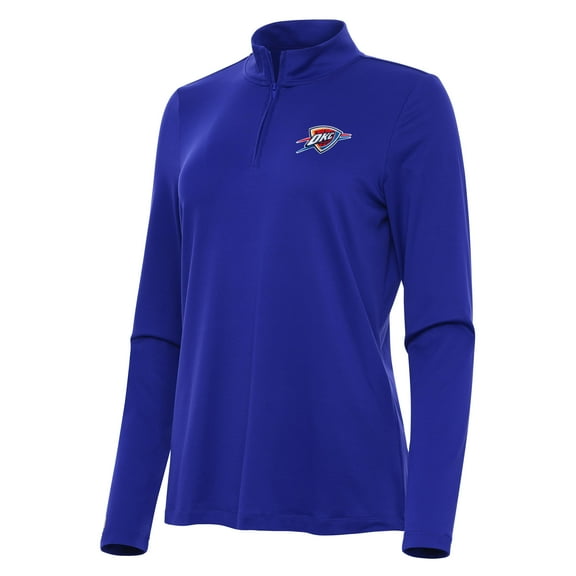 Women's Antigua Blue Oklahoma City Thunder Reprocess Quarter-Zip Top