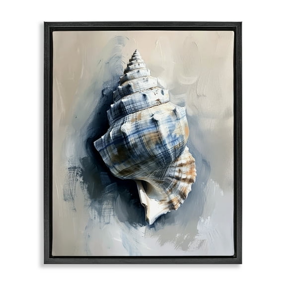 Stupell Industries Classic Ocean Shell Animals Painting Black Floater Framed Canvas Art Print Wall Art, 17 x 21