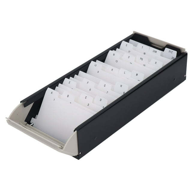 Card File Holder Organizer, Fine Workmanship Iron Plastic High Transparent Cover Hold 800 Business Cards Index Card Holder For Organize Business Cards Black