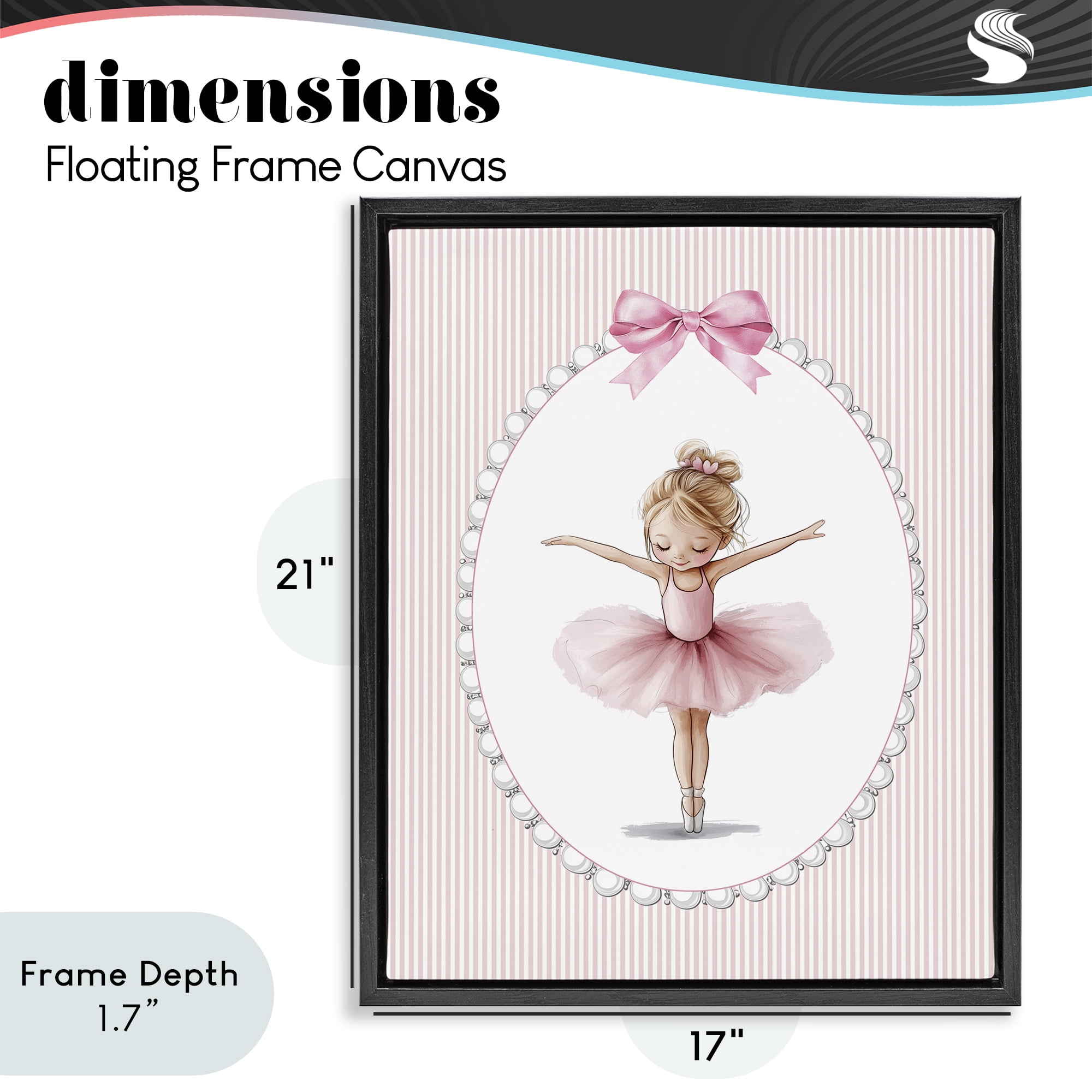 Stupell Industries Dancing Pink Ballerina Black Framed Floater Canvas Wall Art, design by Christine Simpson Art