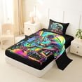 thumbnail image 2 of Castle Fairy Sport Baseball Gamer Twin Sheets 3pcs, Neon Ice Cream Drip Bedding, Black Green Yellow,1 Fitted Sheet, 1 Flat Sheet and 1 Pillowcase, 2 of 6