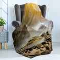 thumbnail image 4 of Egyptian Print Soft Flannel Fleece Throw Blanket, Storm Clouds over Pyramids Photo of Culture Eastern Art, Cozy Plush for Indoor and Outdoor Use, 60" x 80", Cream Orange, by Ambesonne, 4 of 5