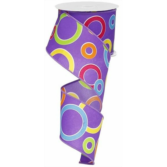 Purple Circles Bright Polka Dots Wired Ribbon (2.5 Inches x 10 Yards)