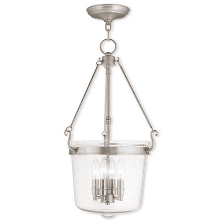 

Pendants Porch 4 Light With Hand Crafted Seeded Glass Brushed Nickel size 14 in 240 Watts - World of Crystal