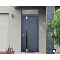 thumbnail image 3 of Front Exterior Prehung Steel Door / Cynex 6777 Grey / Top Exterior Window / Stainless Inserts Single Modern Painted-W32" x H80+16"-Right-hand Inswing, 3 of 7