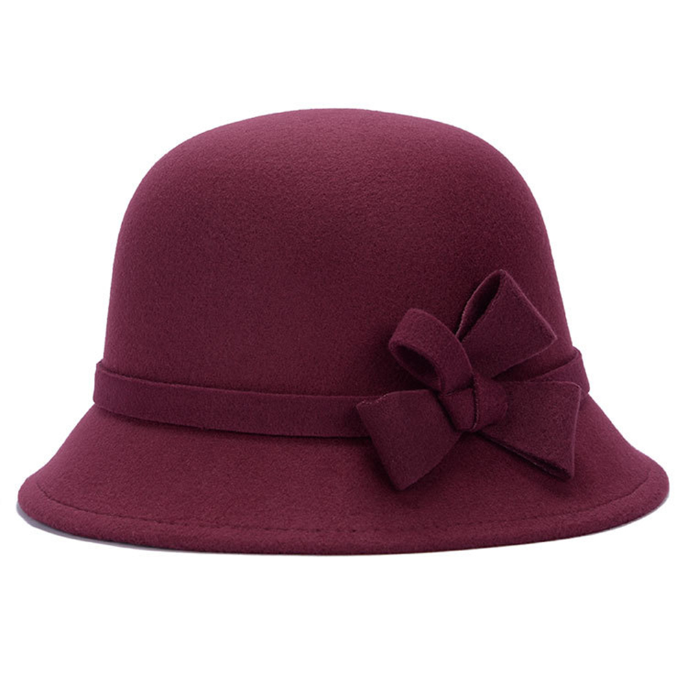 Visland Ladies Winter Wool Bucket Hat 1920s Vintage Cloche Bowler Hat Stylish Fedora Church Derby Dress Party Hat - image 2 of 6
