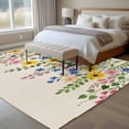 thumbnail image 5 of Summer Colorful Flower Washable Living Room Rugs 5'x8', Watercolor Floral Linen Background Low Pile Throw Large Area Rug Non-Slip Sturdy Edge Binding Carpet for Living Room Kitchen Office, 5 of 9