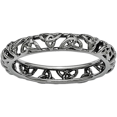 Stackable Expressions Sterling Silver Black-Plated Celtic Knot Ring