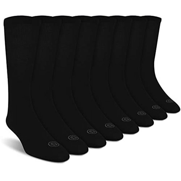 Doctor's Choice Chaussettes pour Diabétiques pour Hommes, Chaussettes Mi-Mollet Sans Coutures avec Bord Non Serré, Offrent un Confort Supplémentaire pour la Goutte, 4 Paires, Noir, Très Grand, Taille 13-15