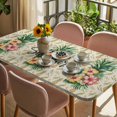 thumbnail image 3 of Pink Yellow Floral Table Cloths for 3 Foot Rectangle Tables, Green Summer Botanical Rustic Patio Waterproof Elastic Fitted Tablecloths, Washable Rectangular Table Cover for Camping, 3 of 8