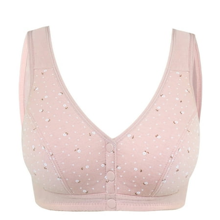 

Bra Women s Adjustable Sports Front Closure Extra-Elastic Breathable Lace Trim Bra cottons no underwire sports bra Pink