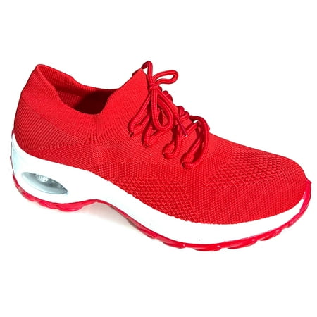 

Women s Sock Sneakers Air Cushion Platform Mesh Fashion Walking Lace Up Shoes