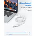 thumbnail image 3 of LAICAIW USB 3.0 Extension Cable 6 ft White, VCZHS USB Extender USB Extension Male to Female for USB Flash Drive, Card Reader, Hard Drive, Keyboard,Playstation, Xbox, Oculus VR, Printer, Camera, 3 of 7
