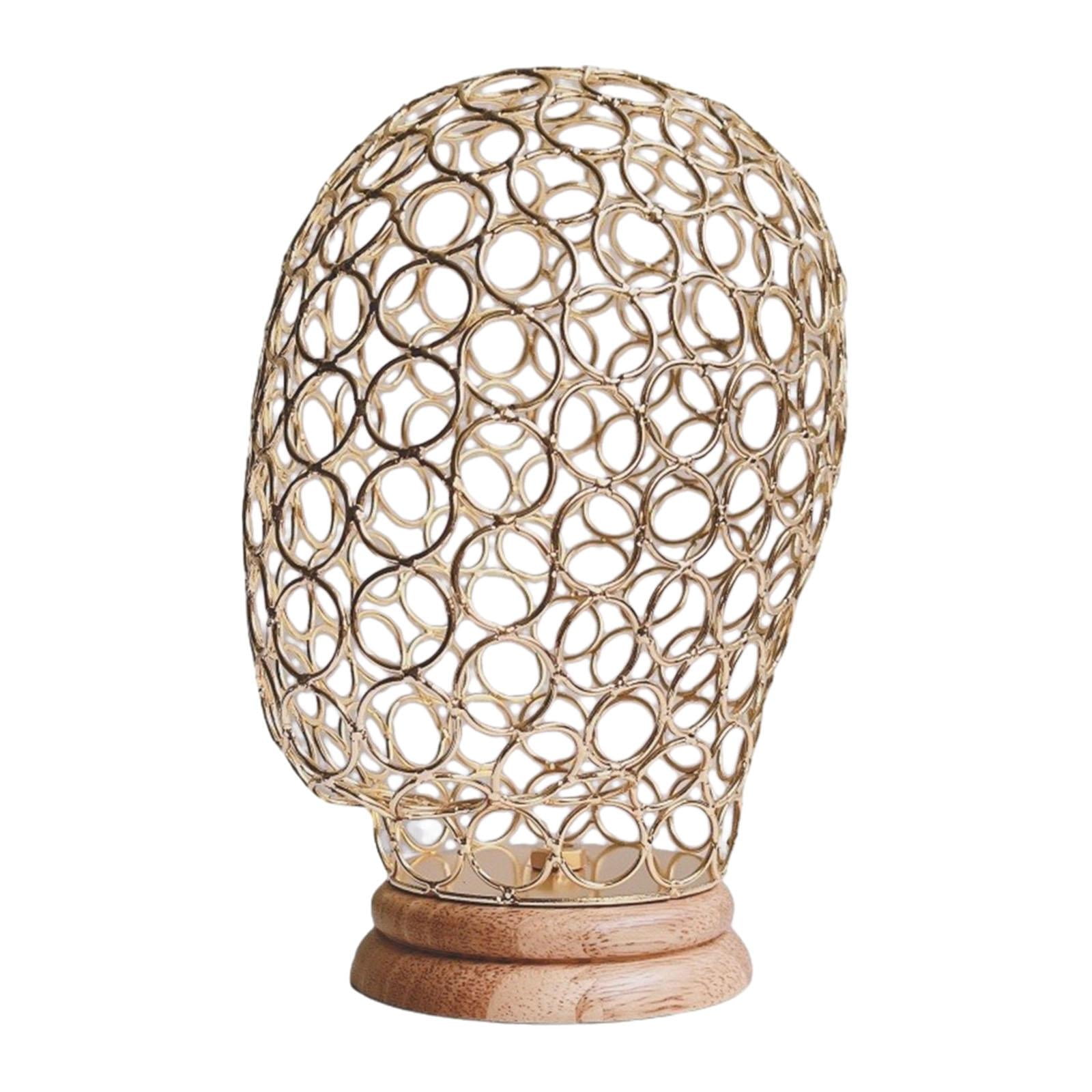 TOOYFUL , Holder with Wooden Base, Hat Display Stand, Metal Hollow Mannequin Head for Hats Jewelry Headphones s Gold