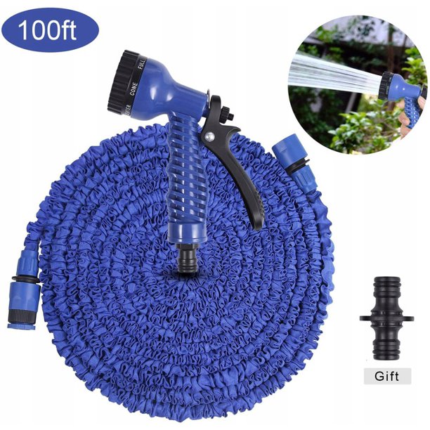 Manguera de jardín, manguera de jardín de extensión mágica, conector rápido de manguera de agua, manguera protectora de tela extra resistente, que puede satisfacer todas sus necesidades de riego (azul 100 pies) Rojo Verde
