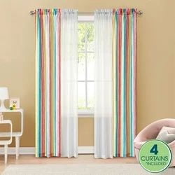 Your Zone 4 Piece Window Curtains Panel Set, 27.5" x 84" Gray Camo