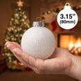 thumbnail image 3 of Sleetly White Christmas Ball Ornaments – 3.15” Shatterproof Glitter Snowball Decorations for Holiday Xmas Tree Decor, 12-Pack, 3 of 10