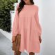 thumbnail image 4 of Vestido de blusa de manga larga con cuello redondo de color sólido para mujer Pompotops  hdfakjf4240, 4 of 5