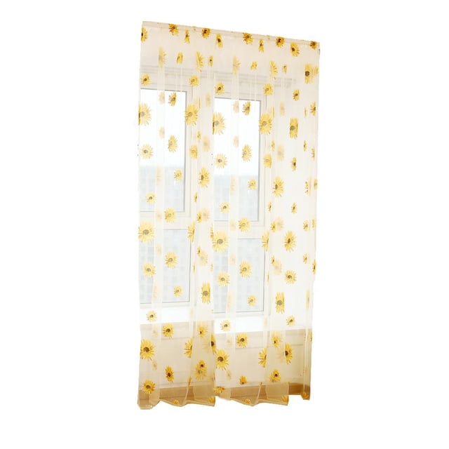 Cortina Transparente Voile Poliéster Cortina Cenefa Decoraciones para Interiores - Amarillo SM SunniMix Panel de cortina de voile transparente