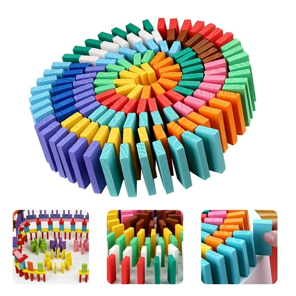 Wood Domino Toy 120pcs Domino Blocks Train Toys Kids Early Educational Dominoes Game Toys