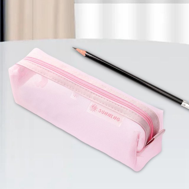 Estuche multiusos para lápices, portalápices de nailon, portalápices, portalápices transparente ligero para , oficina, escuela, estudiantes Rosado BLESIY estuche