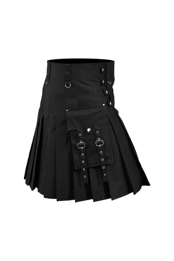 Simua Men's Utility Kilt | Pleated Skirt with Cargo Pockets Adjustable Waist for Festival Medieval Casual Daily Wear