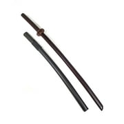 Dark Red Oak Bokken with Scabbard, Practice Sword, Comes with Saya (sheath), Plastic handguard and rubber stopper